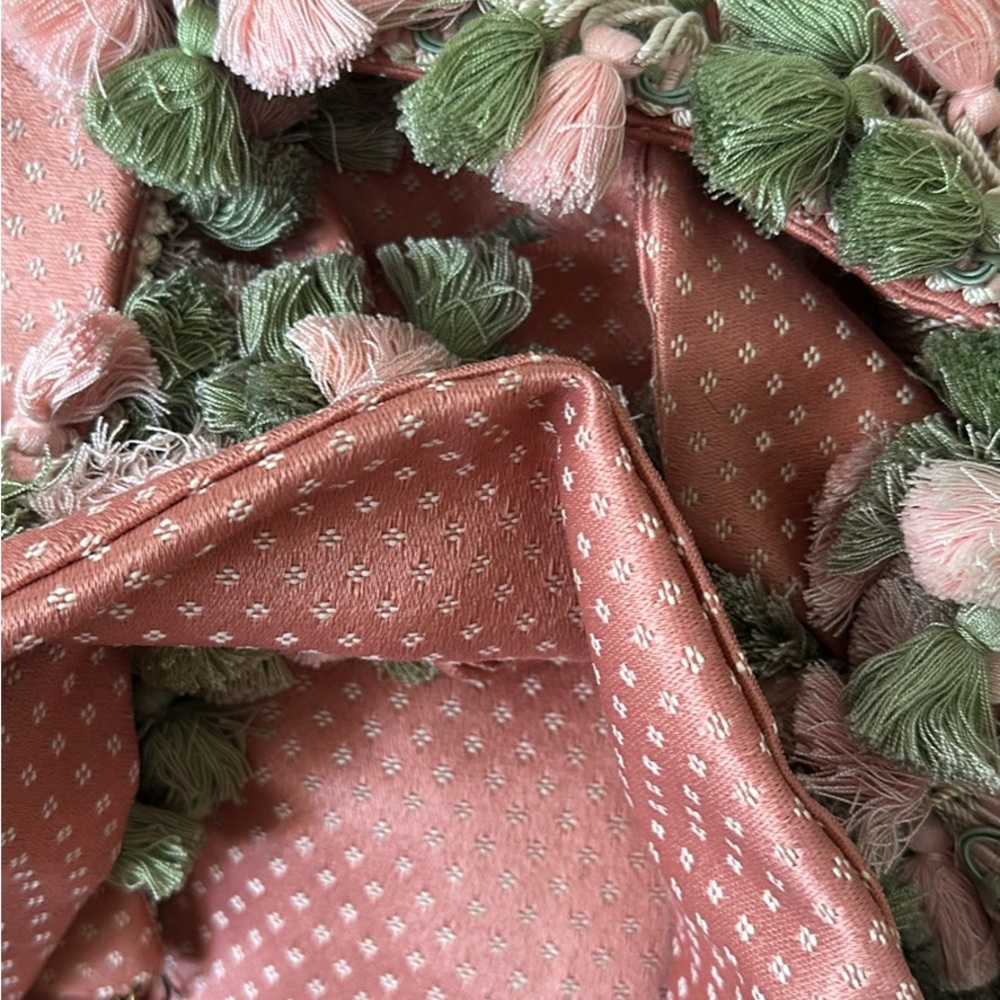 Pink and Green custom pinch pleat drapery panels